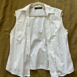 White Sleeveless Button-Up Shirt